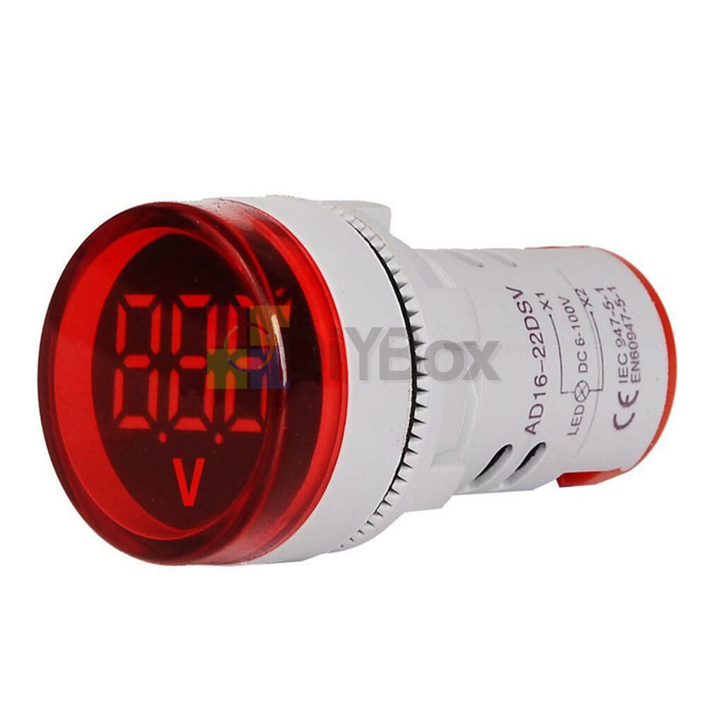 DC 6-100V Digital Display Voltage Meter Volt Tester 22MM Mini LED Voltmeter New