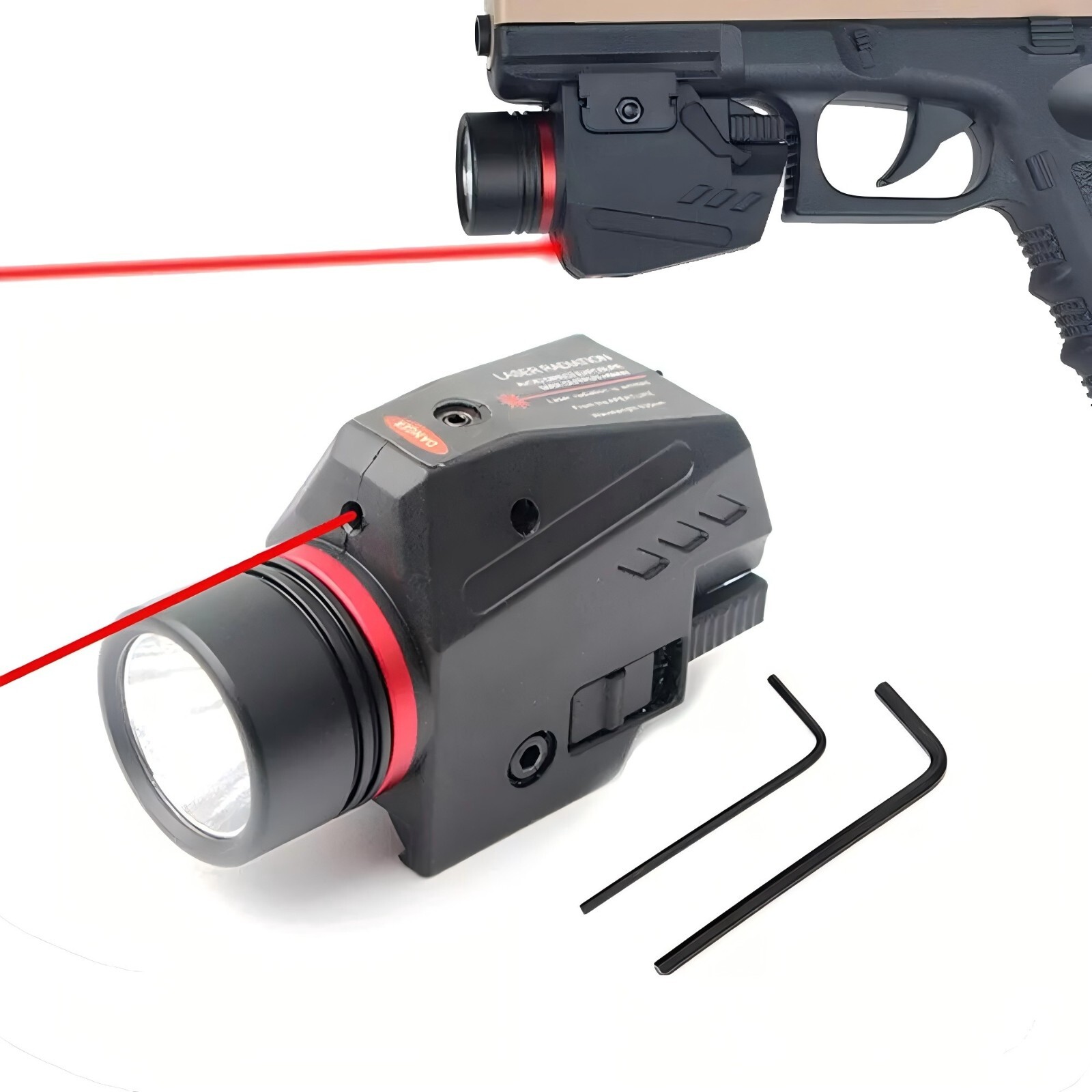 Tactical LED Flashlight and Laser Sight Beam Combo for Hunting with Rail Mount