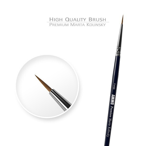 AMMO by MIG Brushes - 2/0 PREMIUM MARTA KOLINSKY ROUND BRUSH