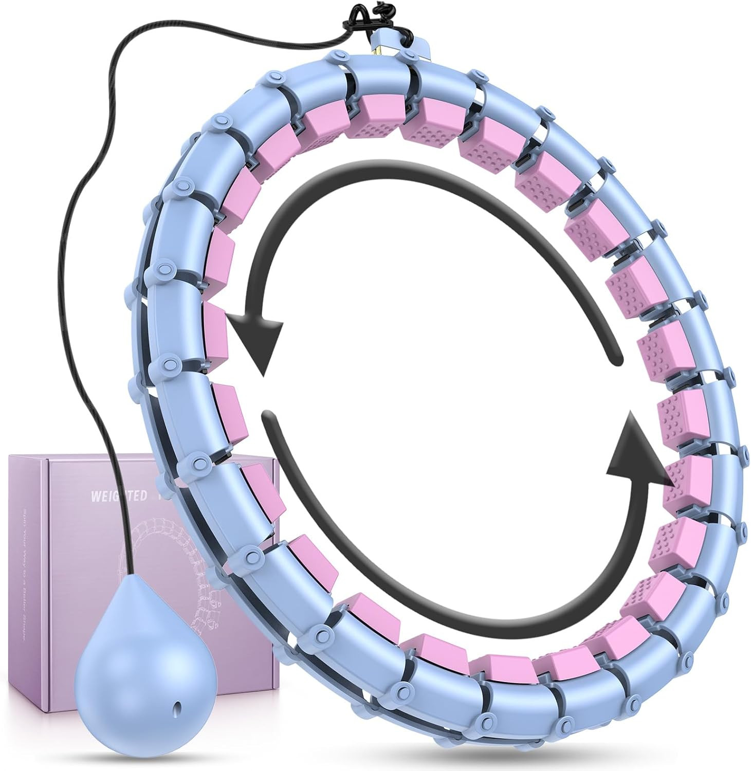 Silent Weighted Infinity Fitness Detachable Hoop plus Size 47 Inch, 24 Knots, Sm