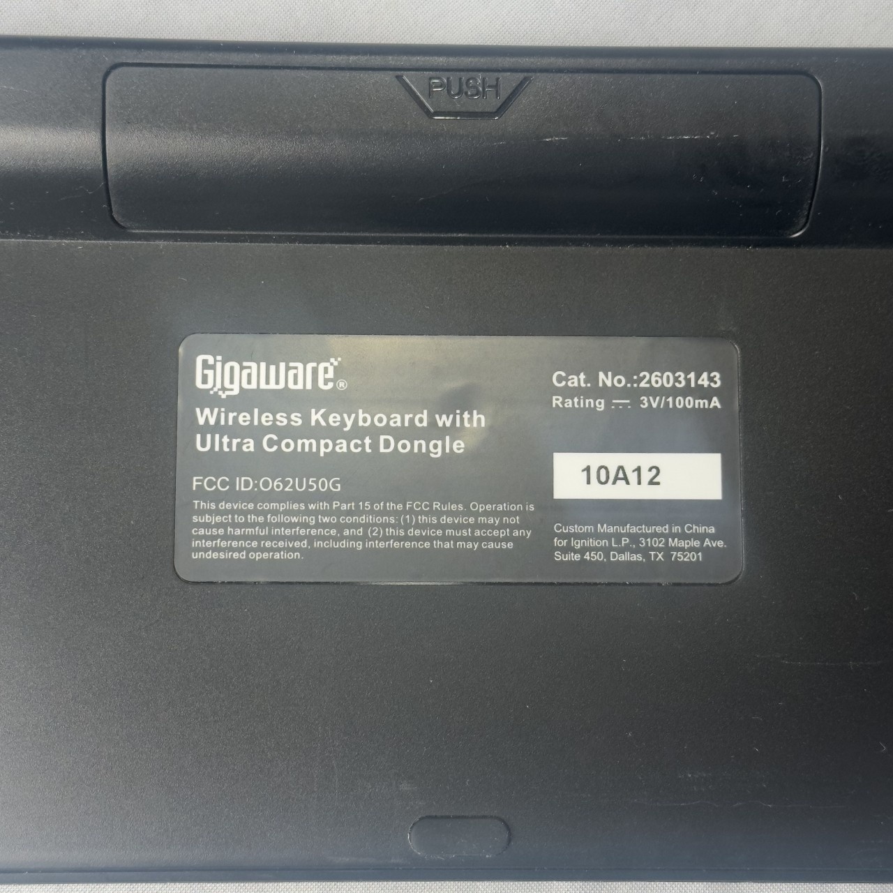 Gigaware Wireless Keyboard Ultra Compact Dongle Full Size Slim Black Numeric Pad