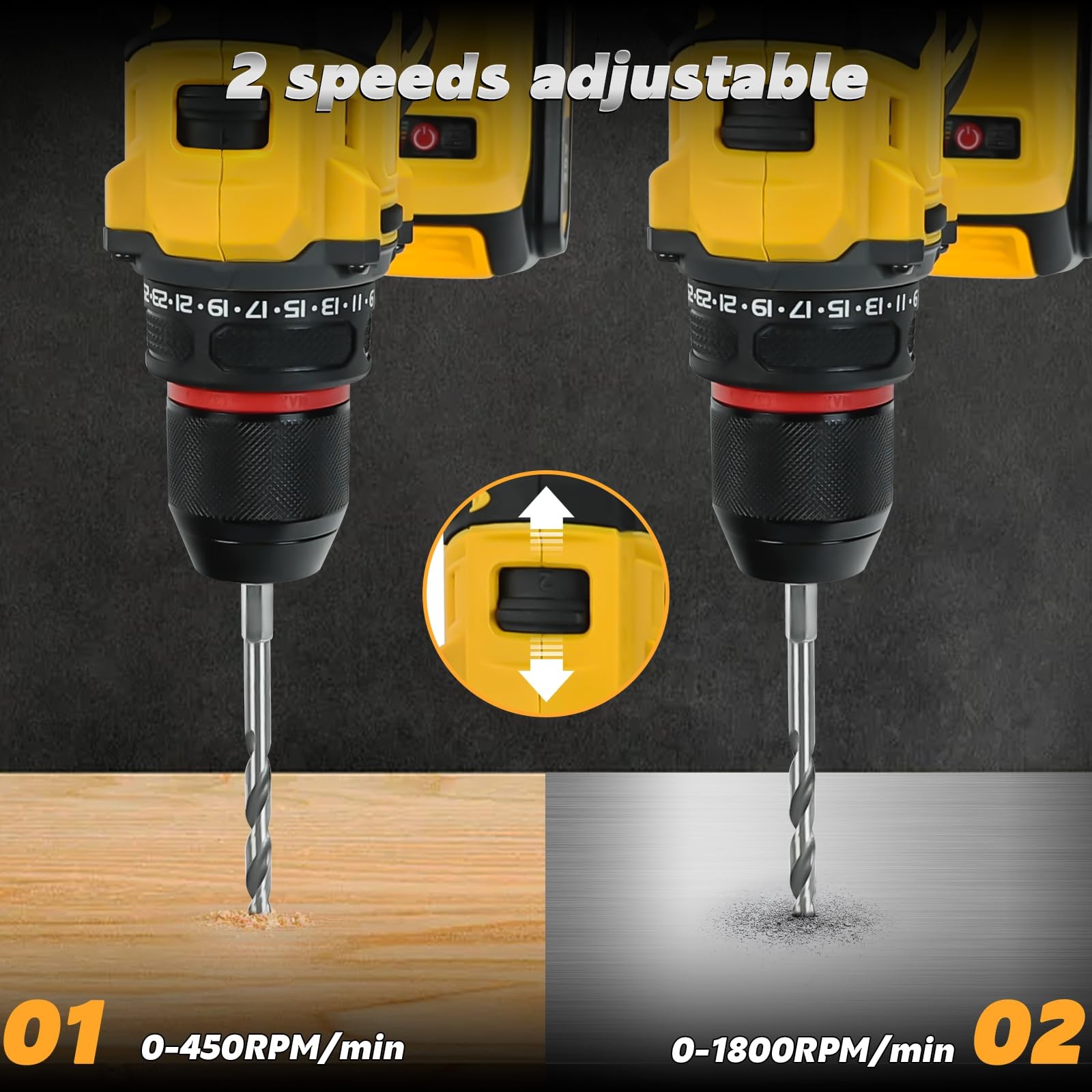 Cordless Drill Driver, Electric for Dewalt 20V Battery, Brushless...