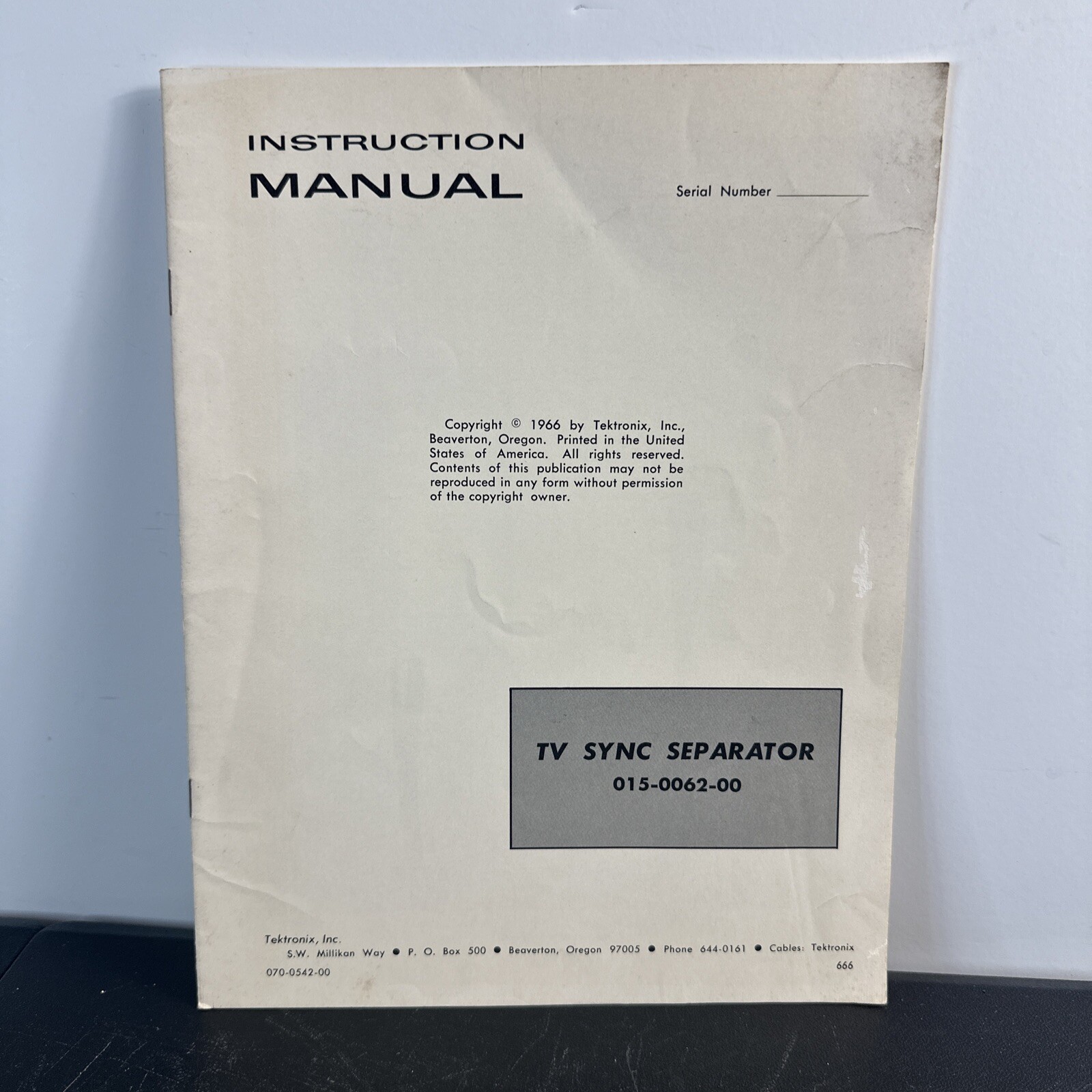 Tektronix 015-0062-00 TV Sync Separator Instruction Manual