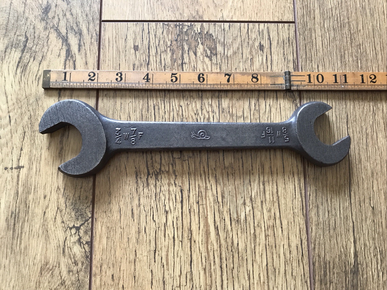 Vintage 1940s Snail Brand 3/4” X 5/8” Whitworth Open Ended Spanner.