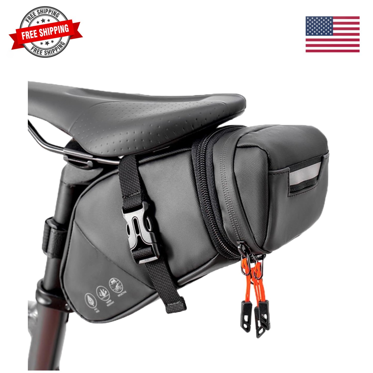 Bike Seat Bag, Expandable Bicycle Saddle Bag Under Seat, Waterproof Cycling S...