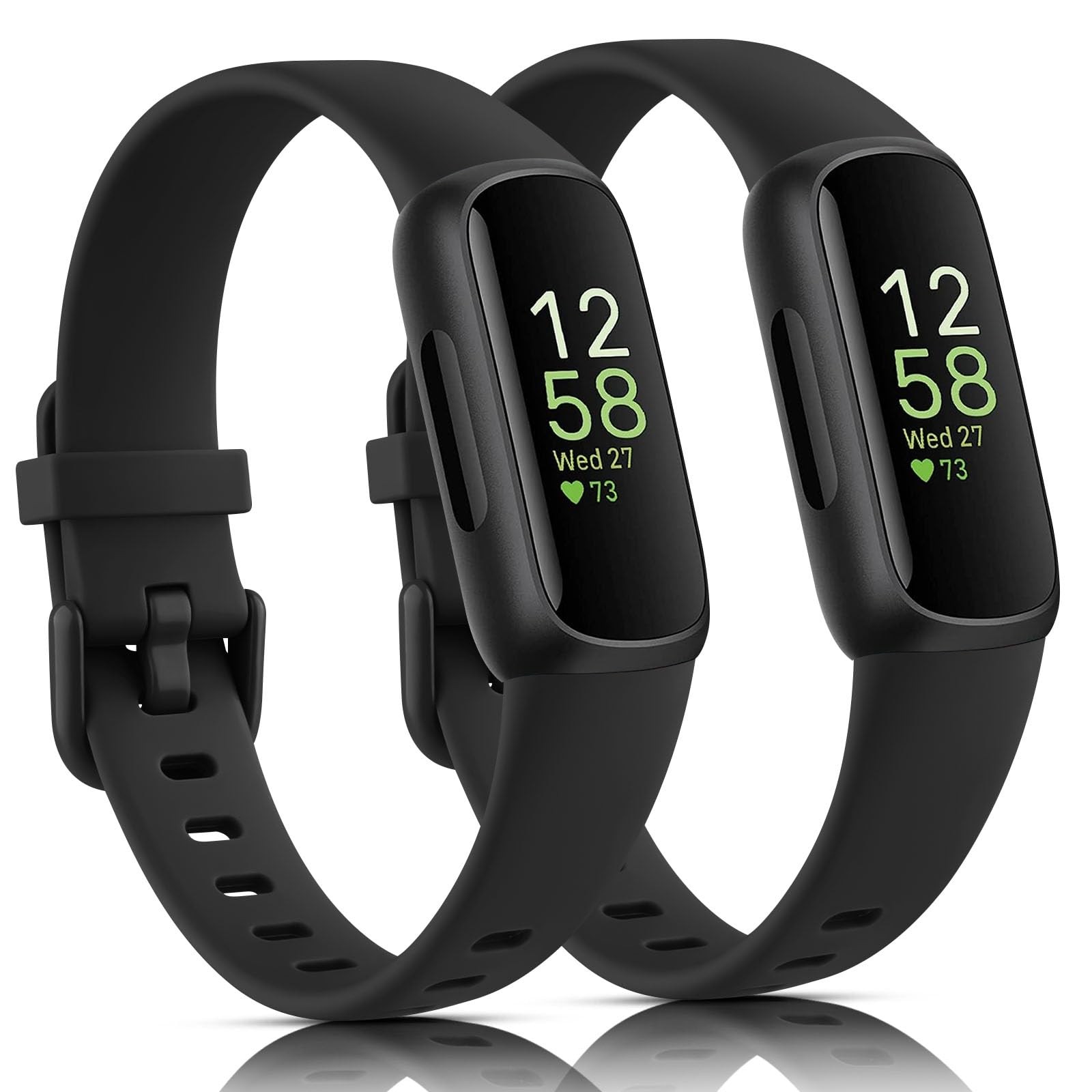 2 Pack Bands Compatible with Fitbit Inspire 3 Bands for Women Men, Sport Sili...