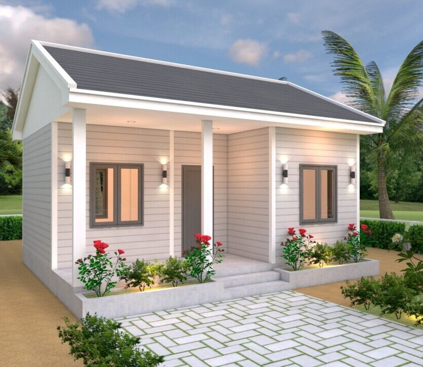 23x20 Feet Small House Design 7x6 Meter One Bedroom Gable Roof (A4 Hard Copy)