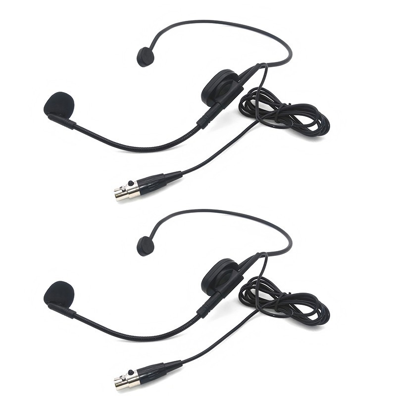 2 Pack Black Headset XLR 3 PIN Microphone For AKG Samson Wireless bodypack