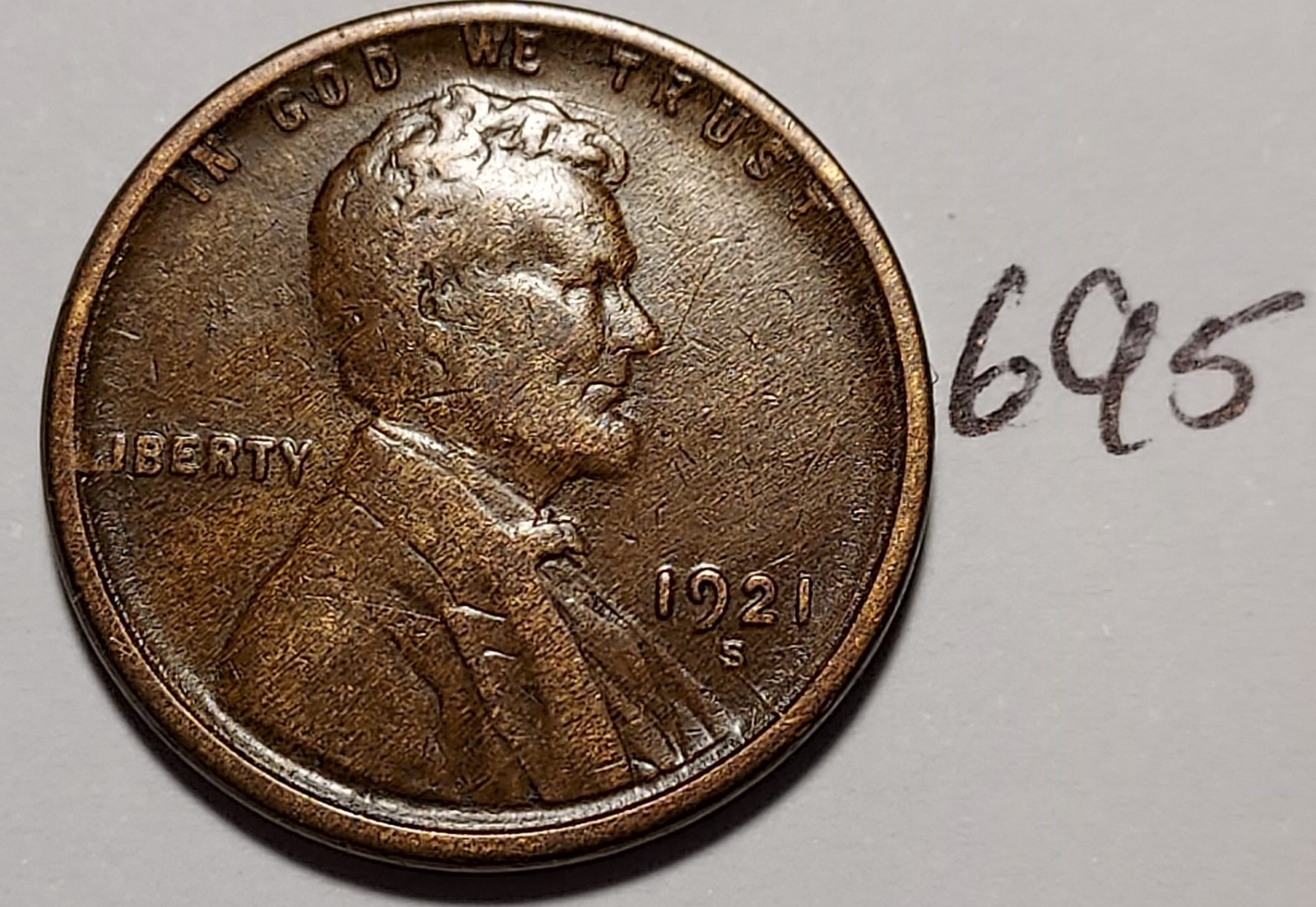 1921-S Lincoln Wheat Cent FINE -  VERY FINE   #695