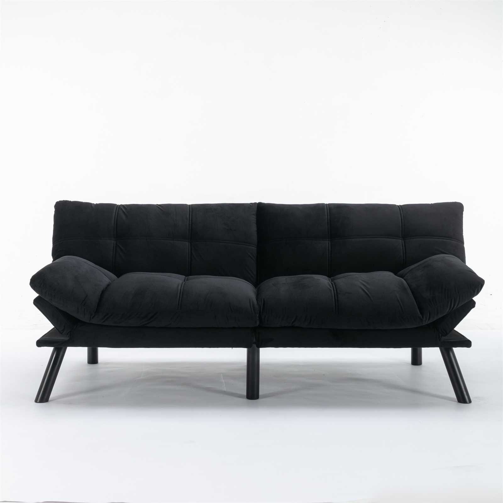 Black Convertible Folding Modern Sofa Bed Fit Small Apartment or Room Well