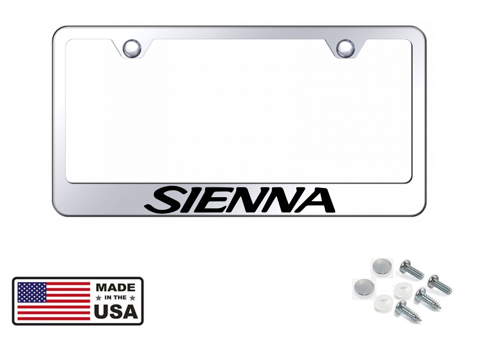Sienna Stainless Steel Finished License Plate Frame Holder Rust Free