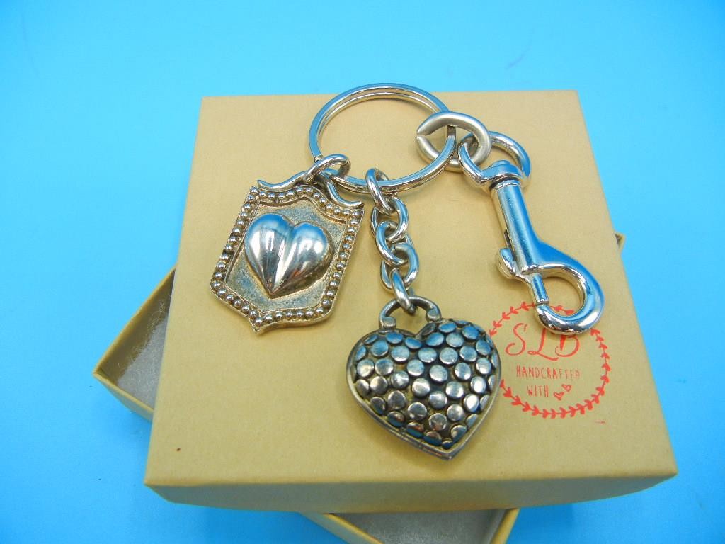 Vintage *Linda Levinson* Marked Jewelry Silver Tone Hearts Handbag Accessory
