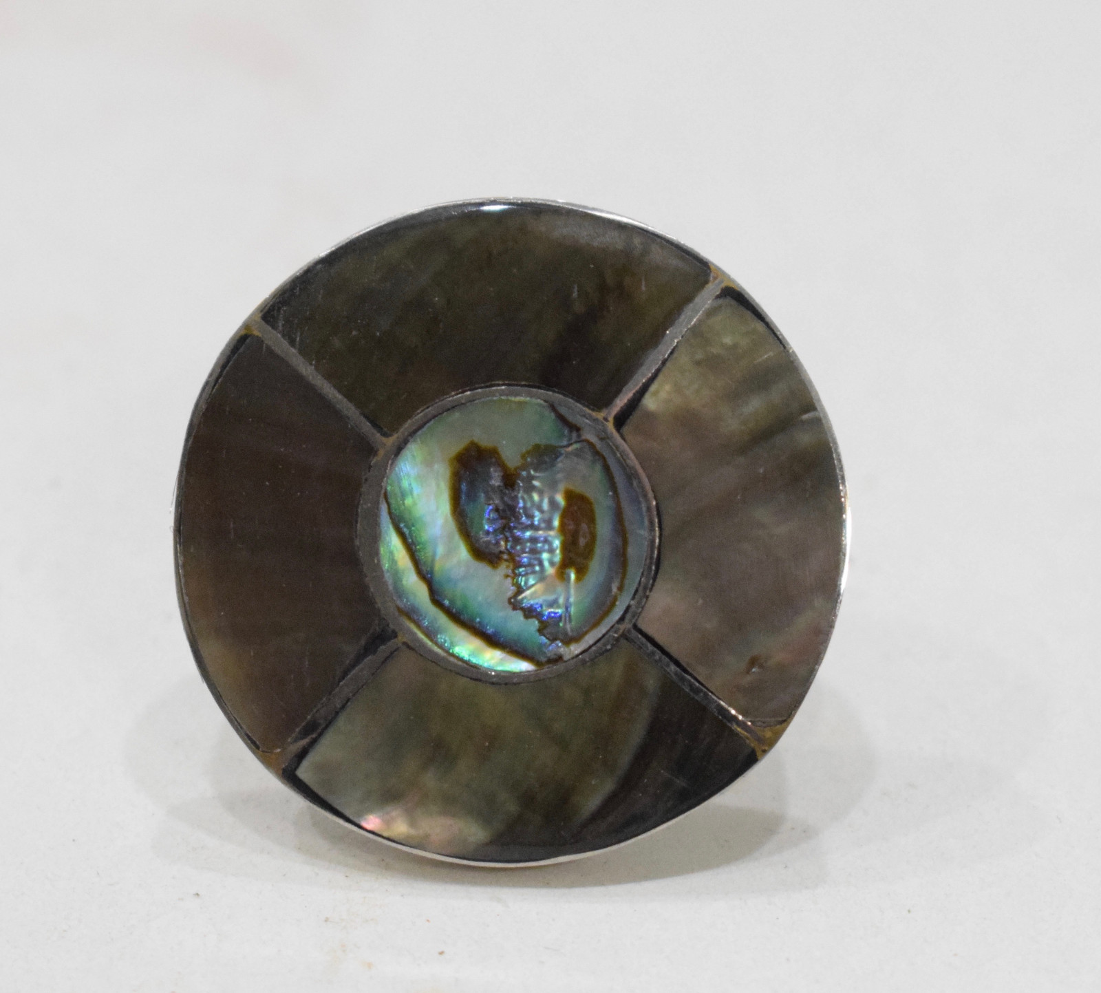 Ring Inlaid Mother of Pearl Silver Adjustable Ring Indonesia