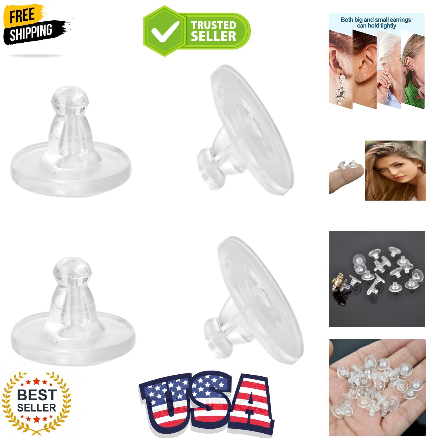 Earring Backs,Silicone Earring Backings,Clear Rubber Earring Backs Replacemen...