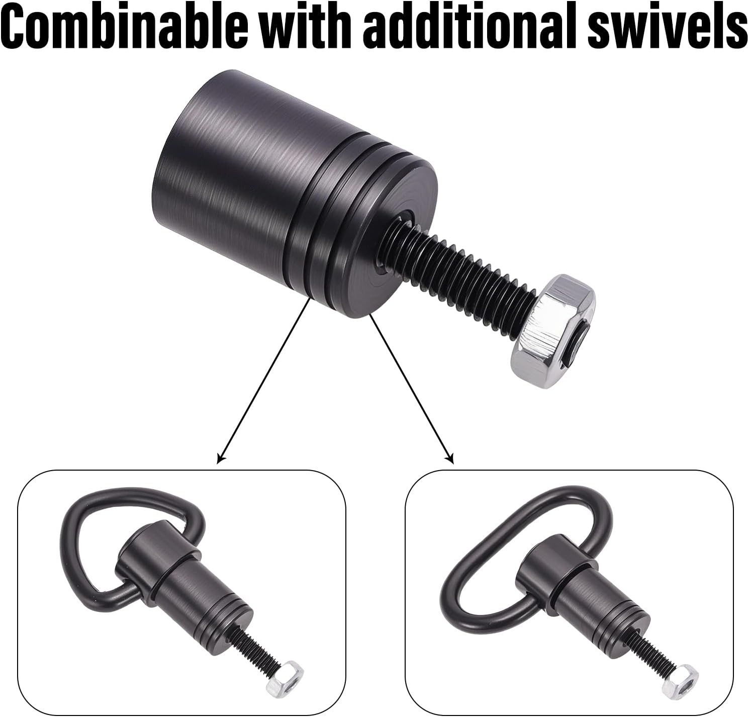 Quick Detach Swivels Mount Base Adapter Kit, Black Metal Stud Wrench, 7 Pcs