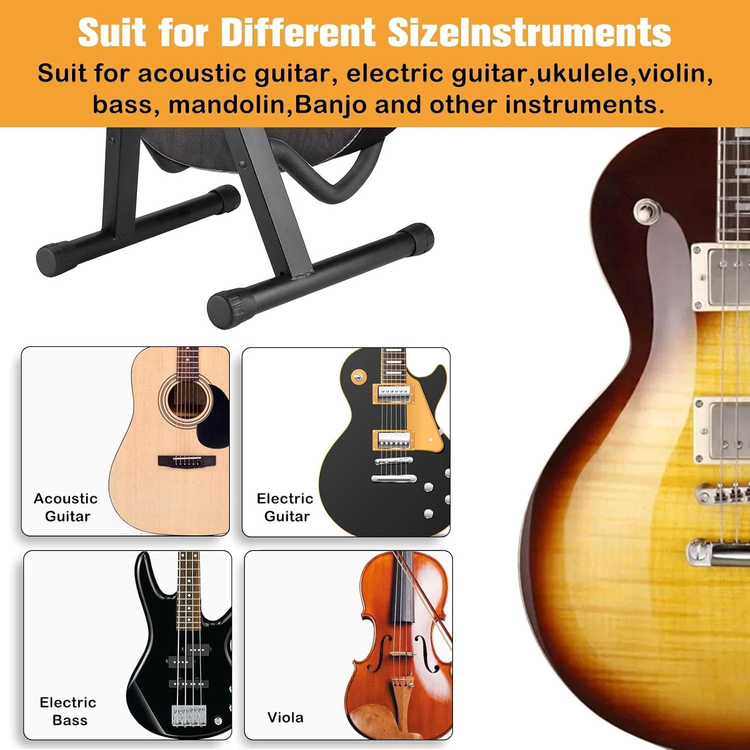 Guitar Stand Universal Foldable Folding A-Frame Instruments Holder Portable