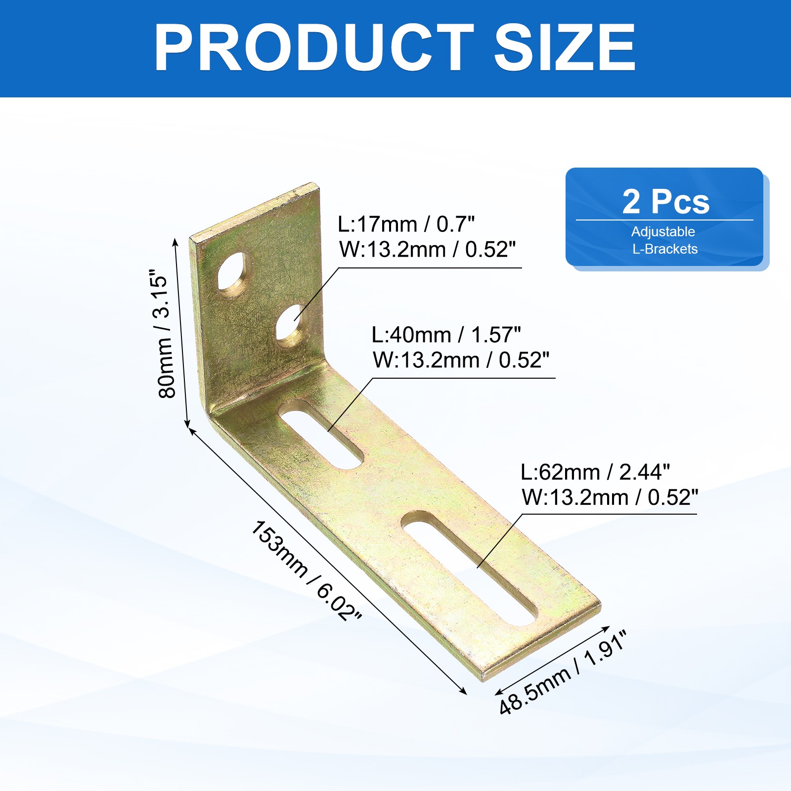 2 Pcs 0.5inch Hole Adjustable L-Brackets Slide Gate Guide Roller Mount