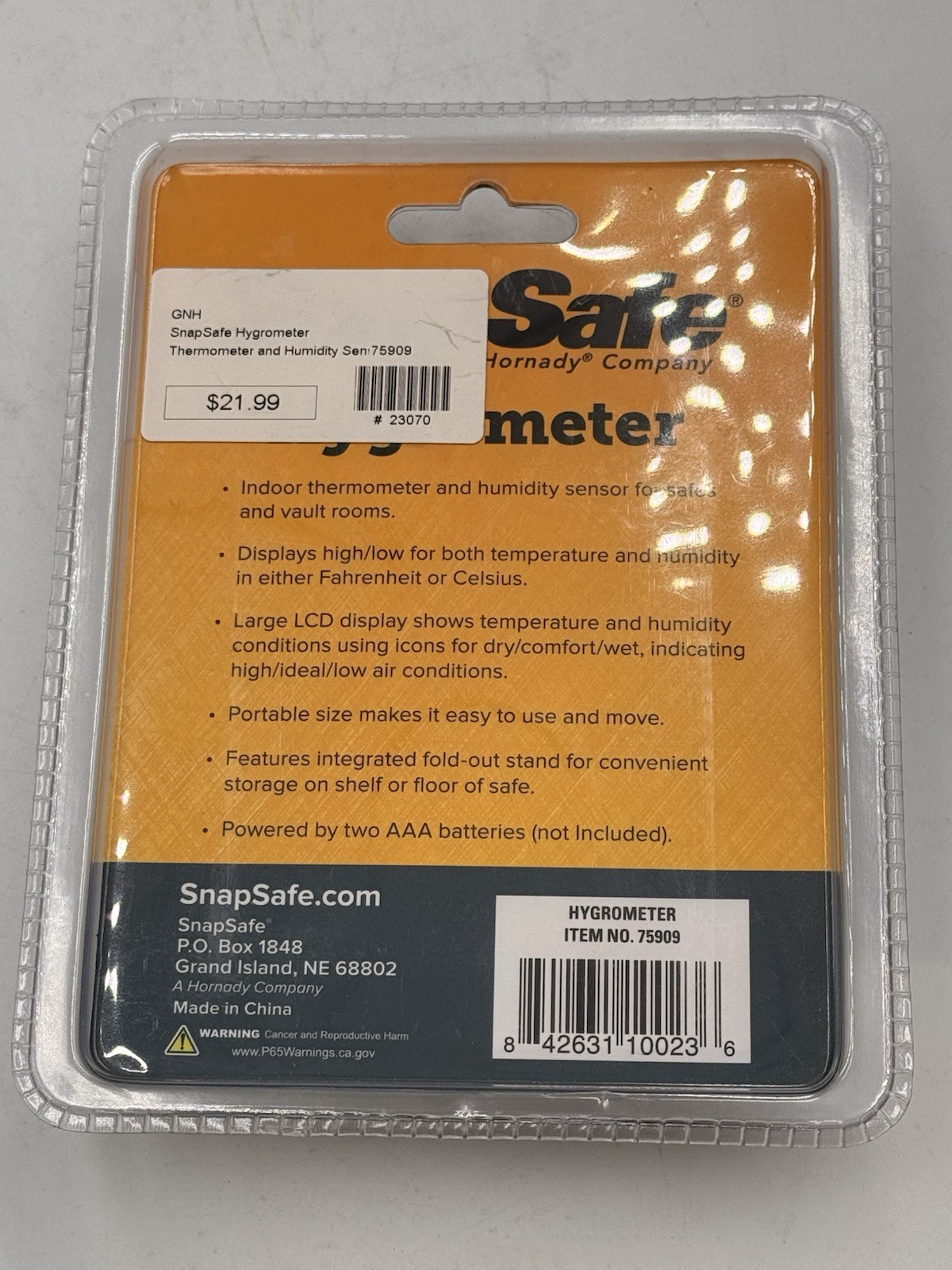 SnapSafe Hygrometer (75909) - Display Temp & Humidity for Safes