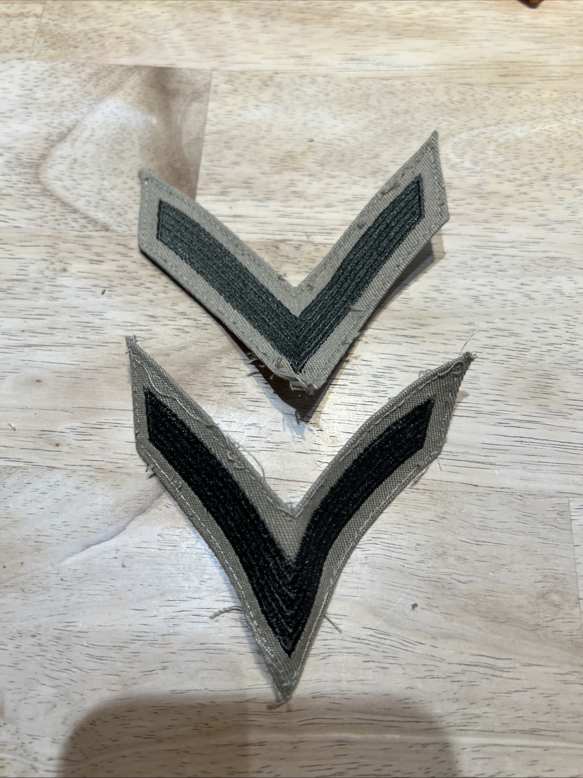 WWII Pair Vintage USMC Marines E-2 PFC Khaki Chevrons Rank Patches