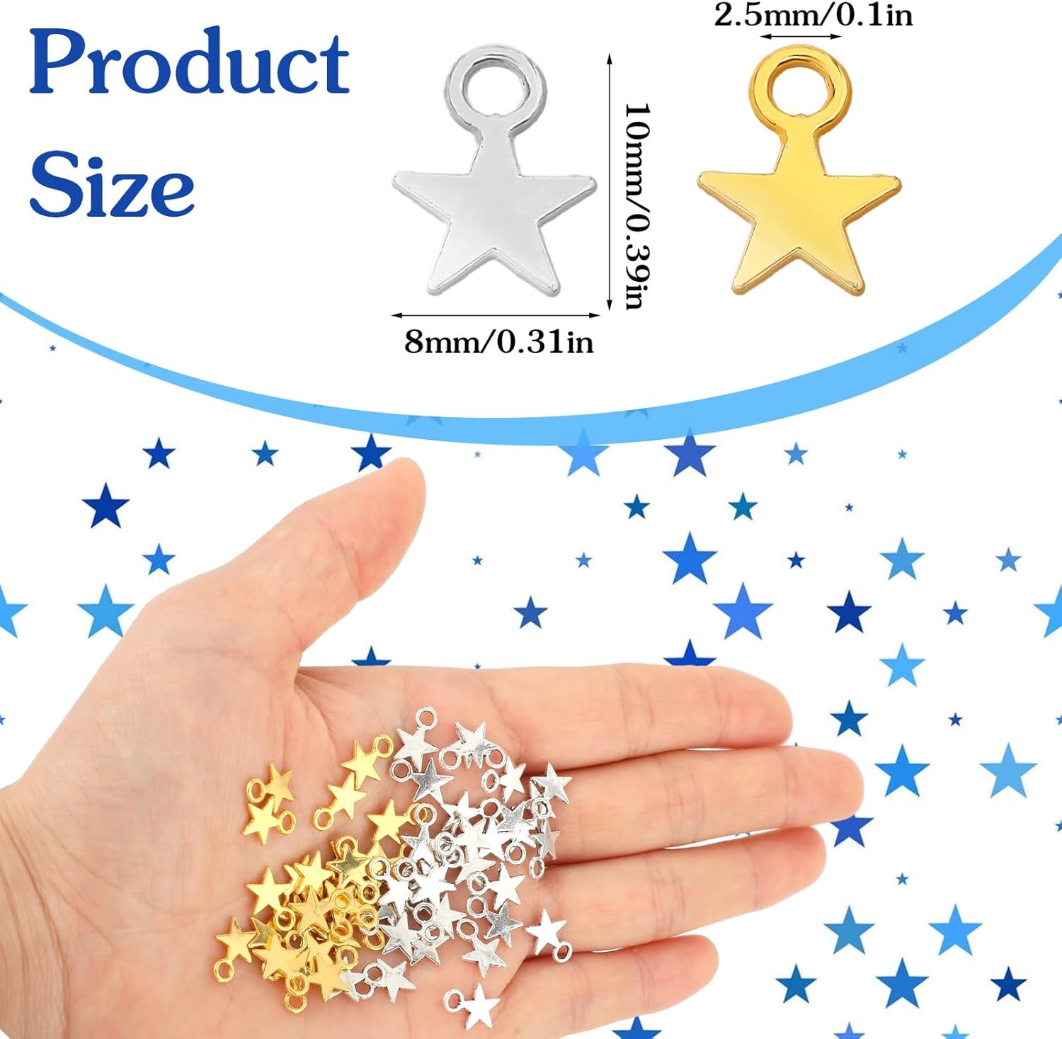200Pcs Star Charms Pendant Mini Alloy Shape Charms...