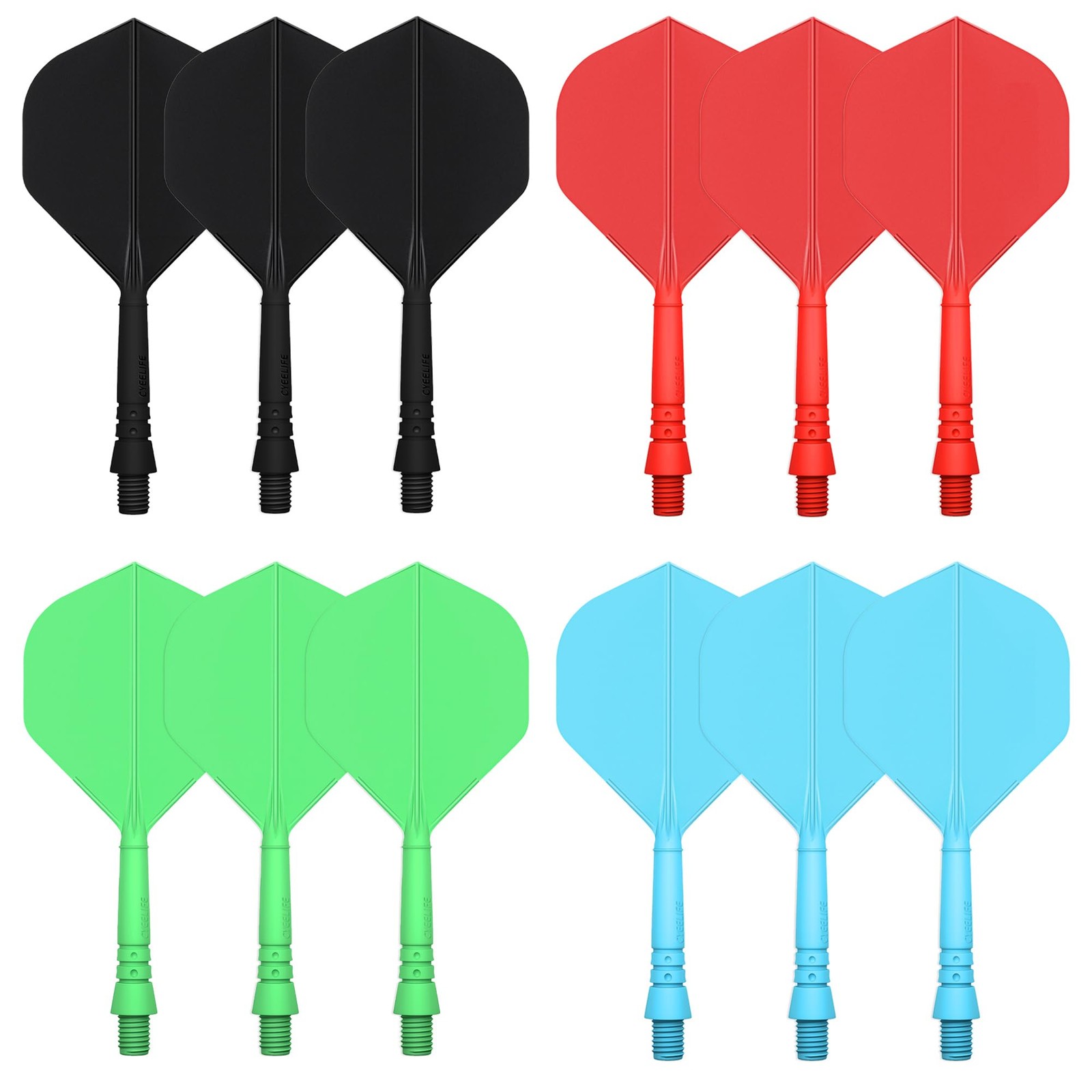 One Piece Dart Flights Sets,12Pcs with 4 Colors Standard Shaped Dart Flights for