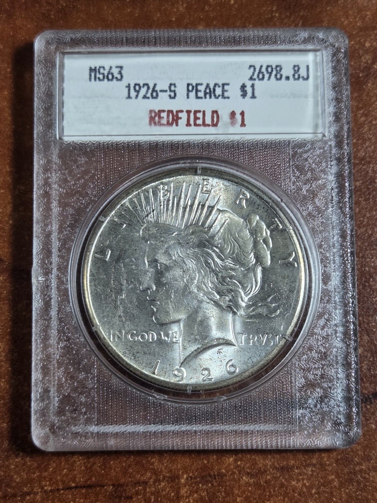 1926 S Peace Dollar Redfield Hoard Blanchard Holder
