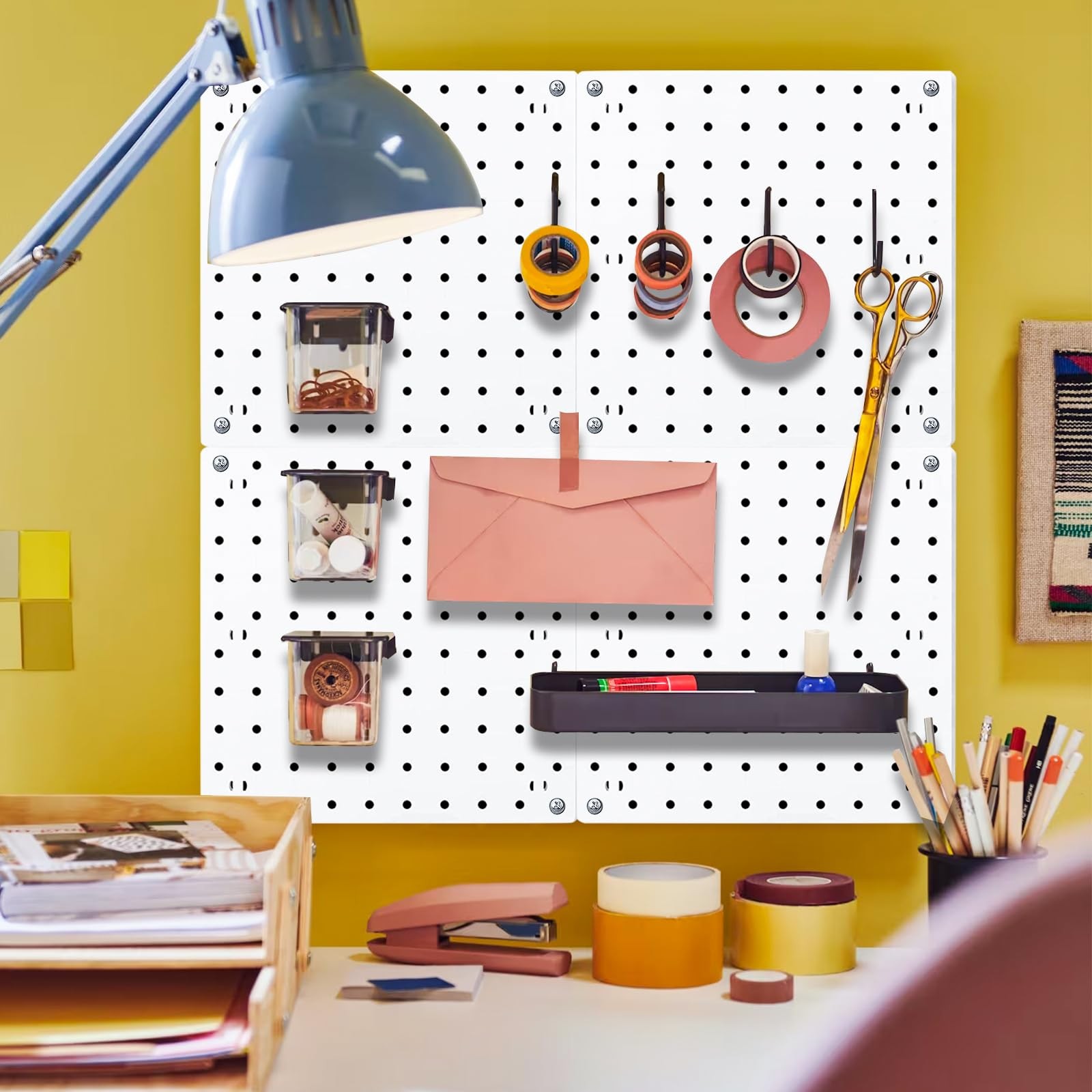 6Pcs Peg board, Pegboard Wall Organizer Panels, Wall Mount Display Small Pegboar