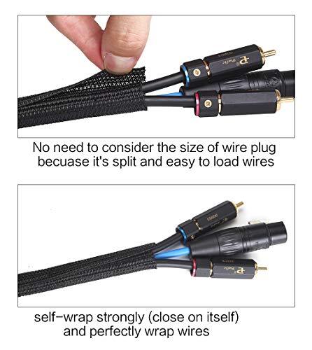 1/2 Inch Split Cable Sleeves Wire Loom Tubing Pet Cable Wrap Protector, 25ft