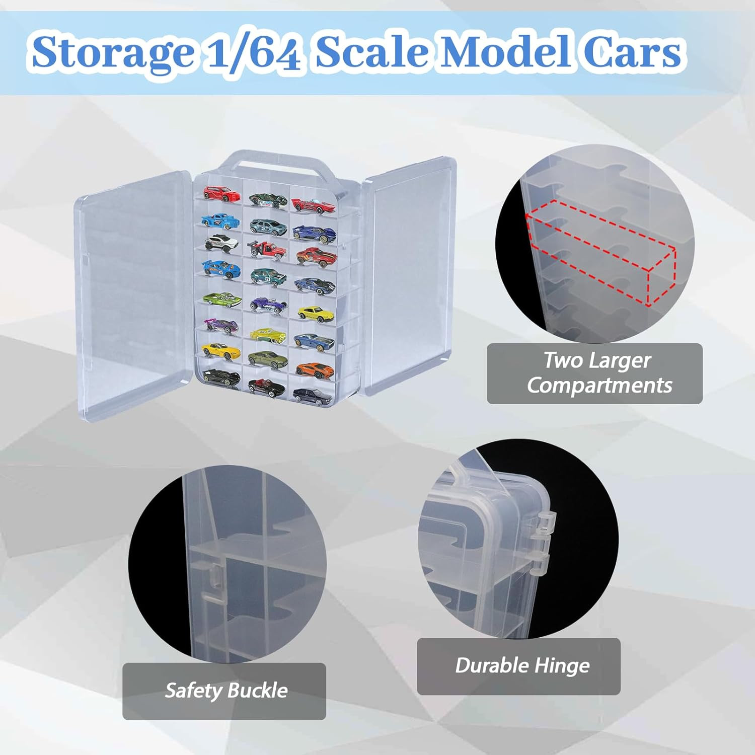 Double Sided Storage Case for Hot Wheels Storage with Carrying Handle, Portable
