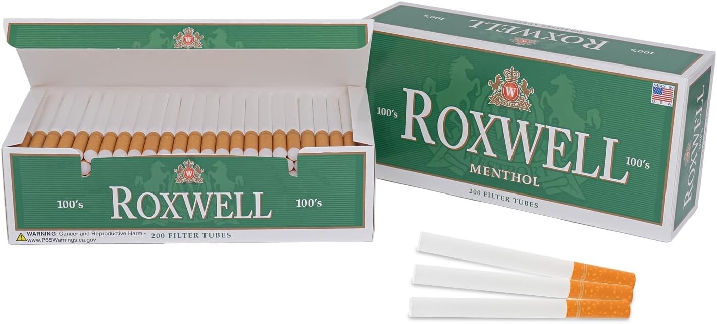 Roxwell Menthol Cigarette Tubes 100s RYO Cigarette Tubes 400 count 2 Boxes