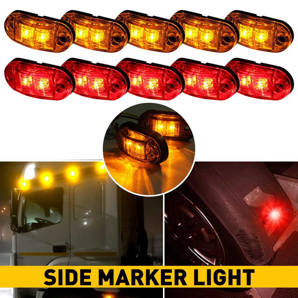 LED 10PCS LIGHTS MARKER CLEARANCE SIDE RED AMBER TRAILER TRUCK RV CARAVAN LIGHT