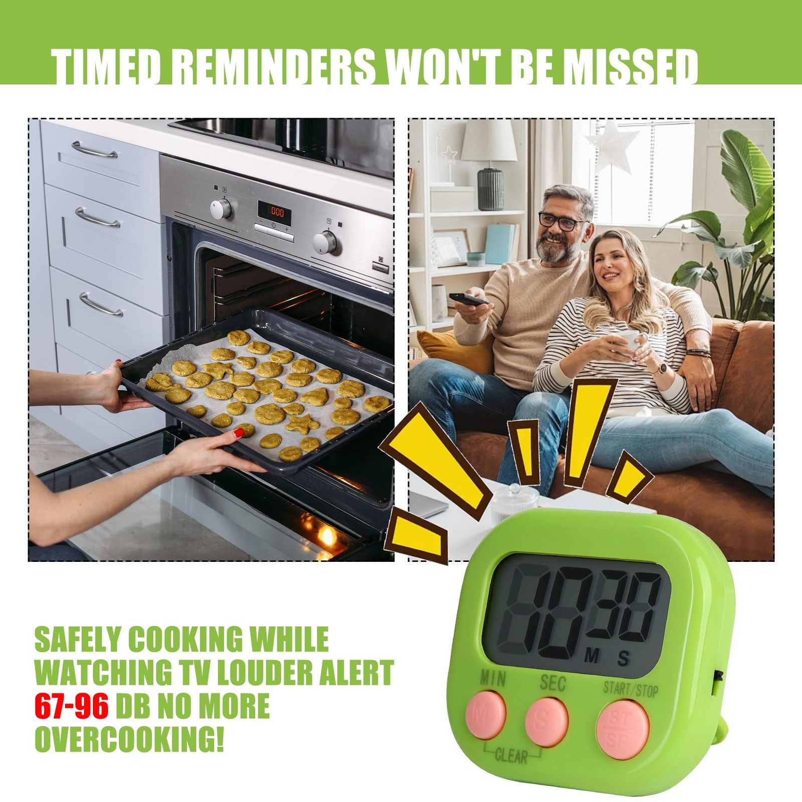 6 Pack Multi-Function Electronic Timer, Colorful Kitchen Timers Digital Magne...