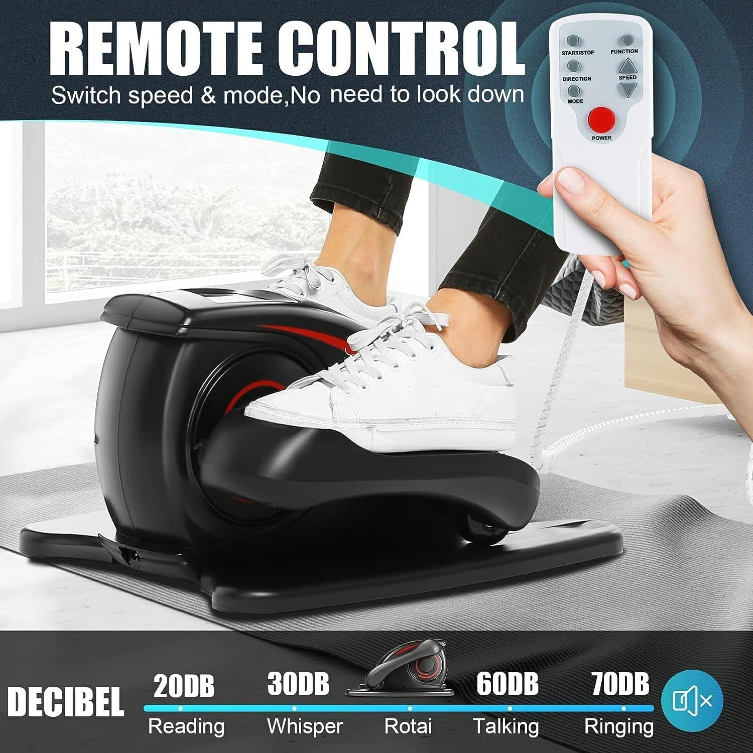 ANCHEER Under Desk Elliptical Machine Pedal Exerciser LCD Display Remote Control
