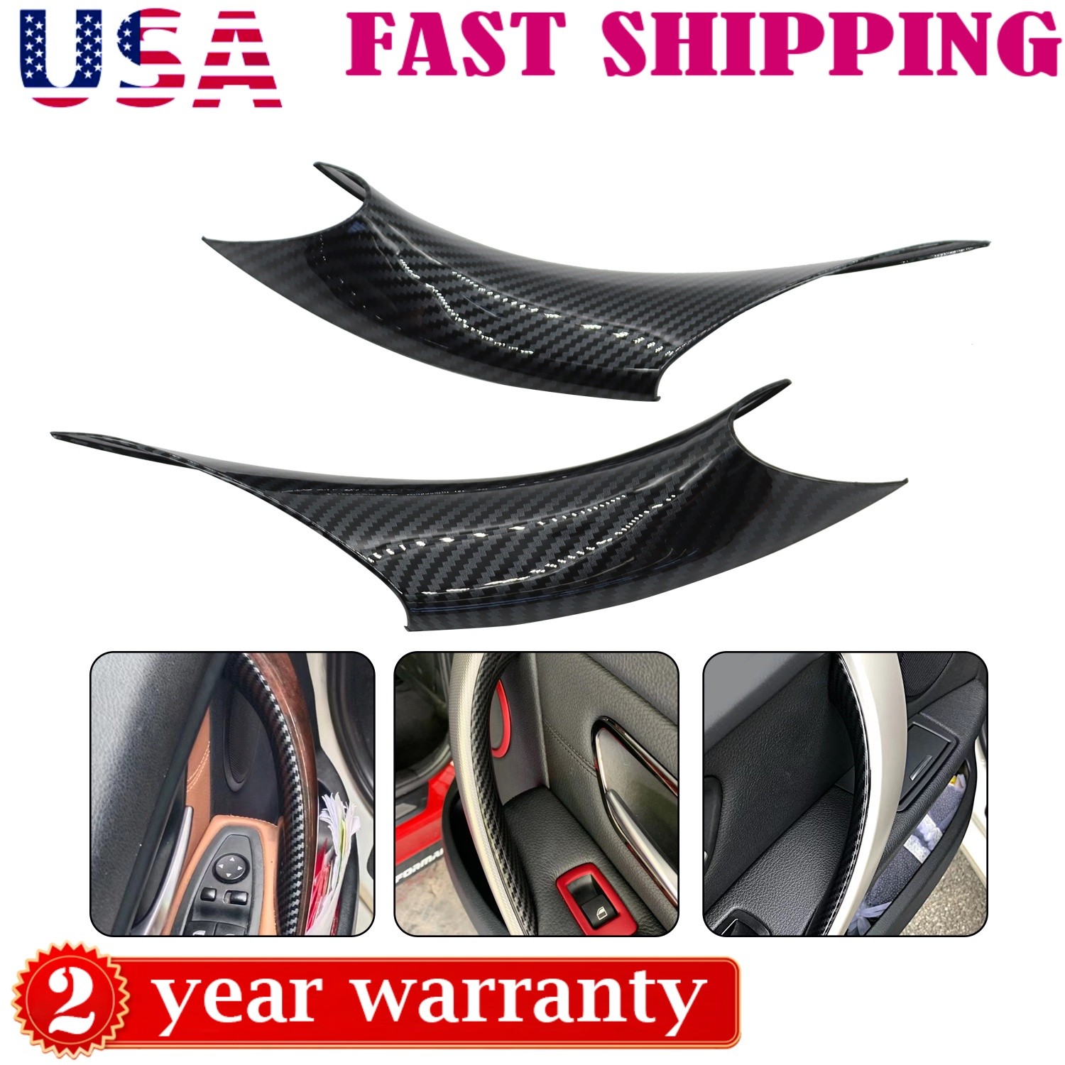 Black/Beige/Carbon Interior Door Handle Cover Pull Trim For BMW F32 F35 F30 328i