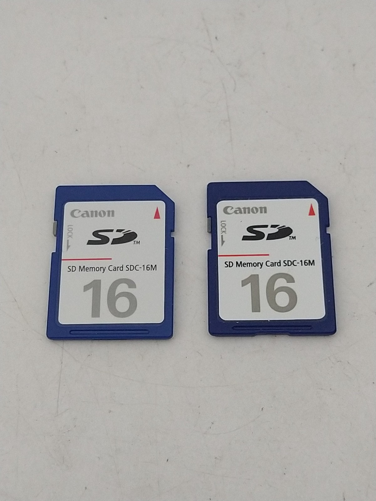 2PC Genuine Canon 16MB SD CARD FOR EARLY DIGITAL CAMERA CAMCORDER SDC-16M Tested