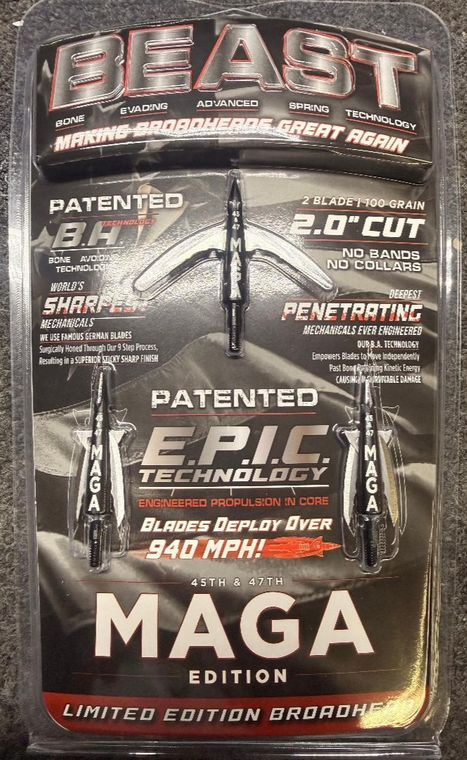 New Beast Broadheads Donald Trump Edition 100g 2.0 DJT Black Bow Limited MAGA