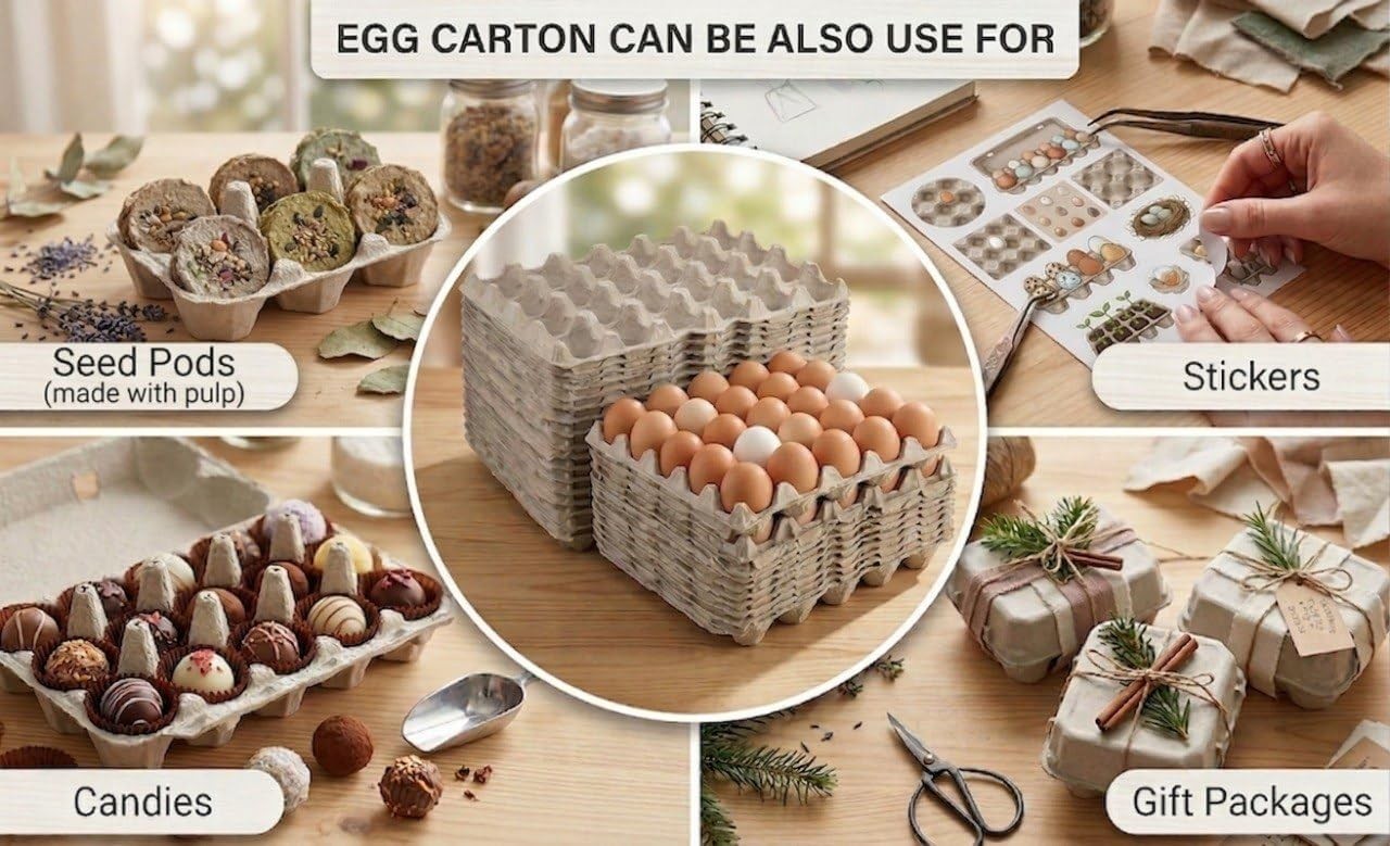 Egg Flat Cartons 30 Count, Pulp Fiber Egg Flats Bulk, Stackable Egg Trays for Fa