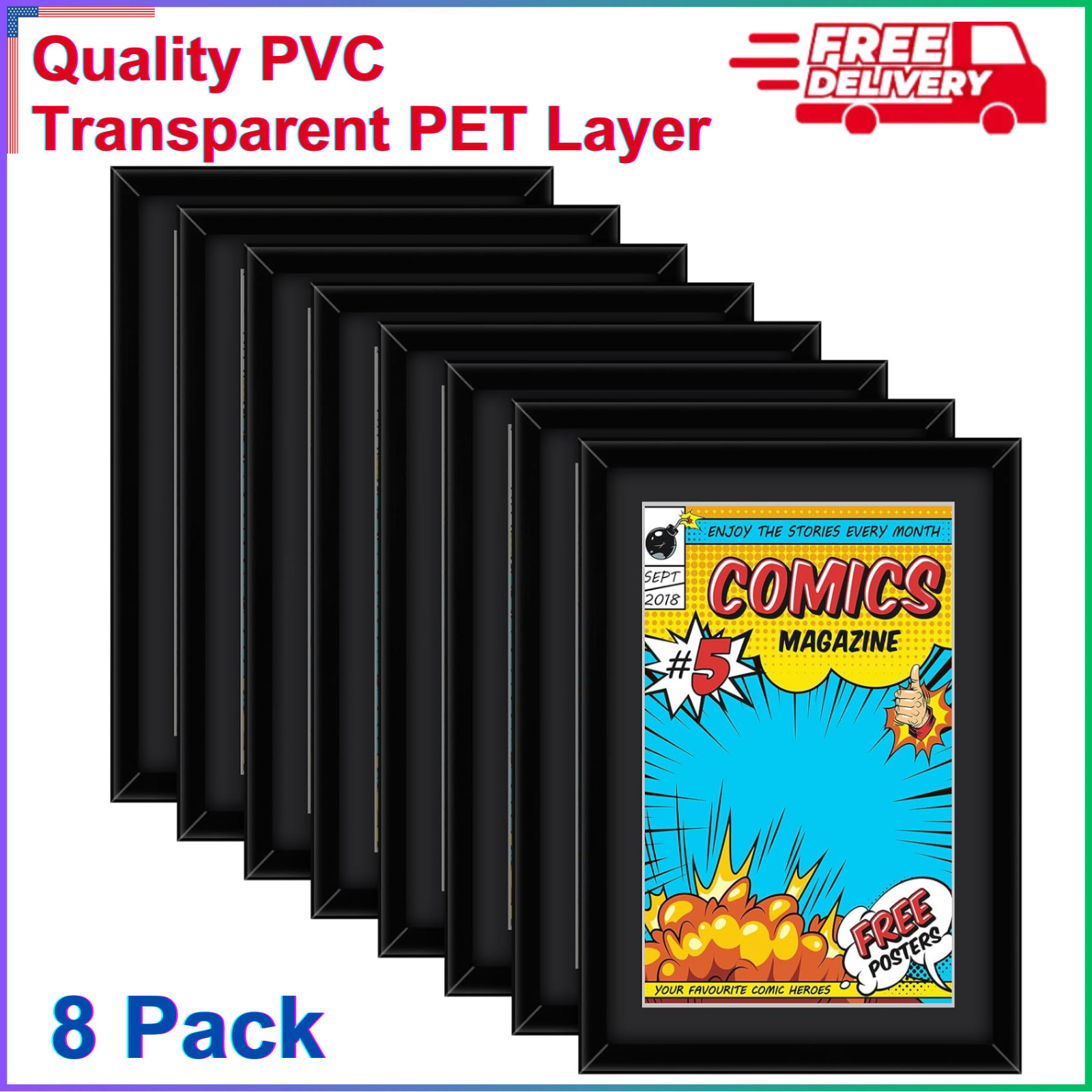 Geetery 8 Pack Comic Book Frames, UV Protection, Comic Picture Magazine Frames