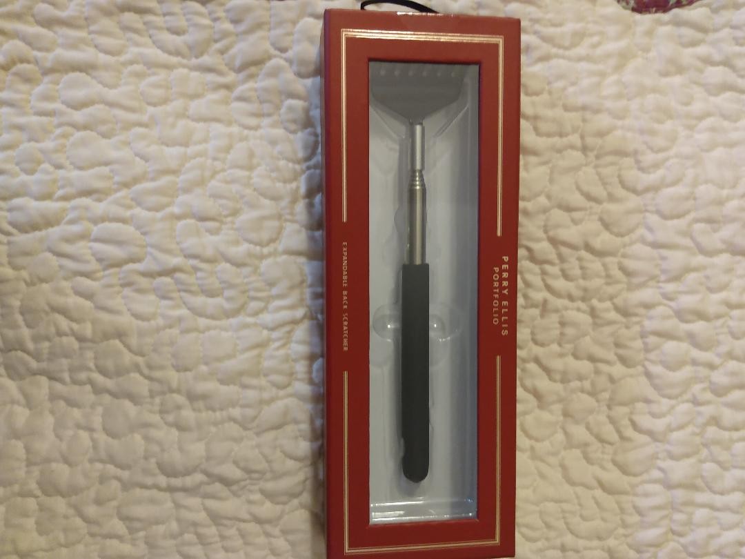 Perry Ellis Portfolio Men's Black Silver Expandable/Retractable Back Scratcher !