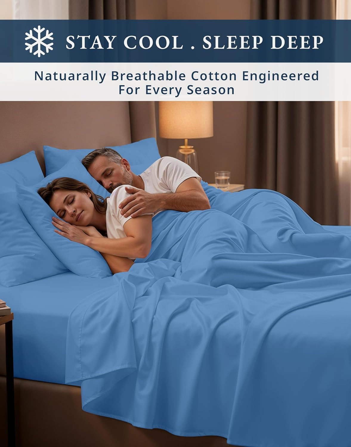 Egyptian Cotton King Bed Sheets - Soft, Cooling, Sateen Weave - Blue Jasper