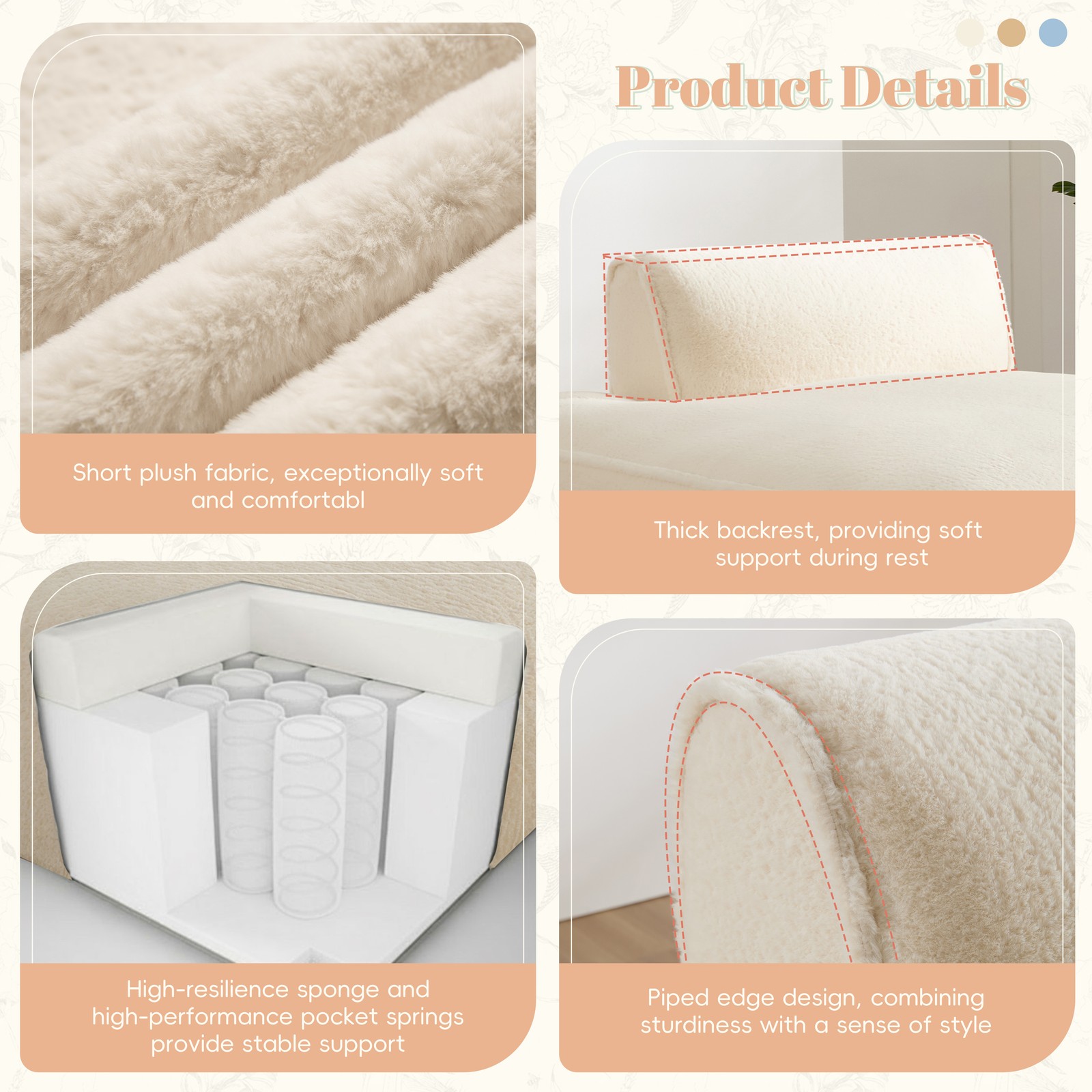 72"Oversized Modular Sofa,Fully Compressed,Left-handed face,Spacious Foam-Fille