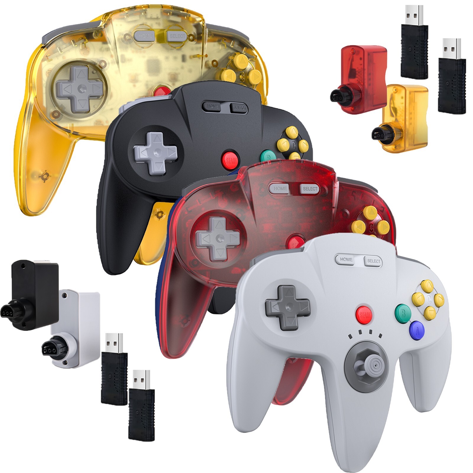 Wireless N64 Controller Gamepad & Adapter with Rumble Pak for Nintendo 64 System
