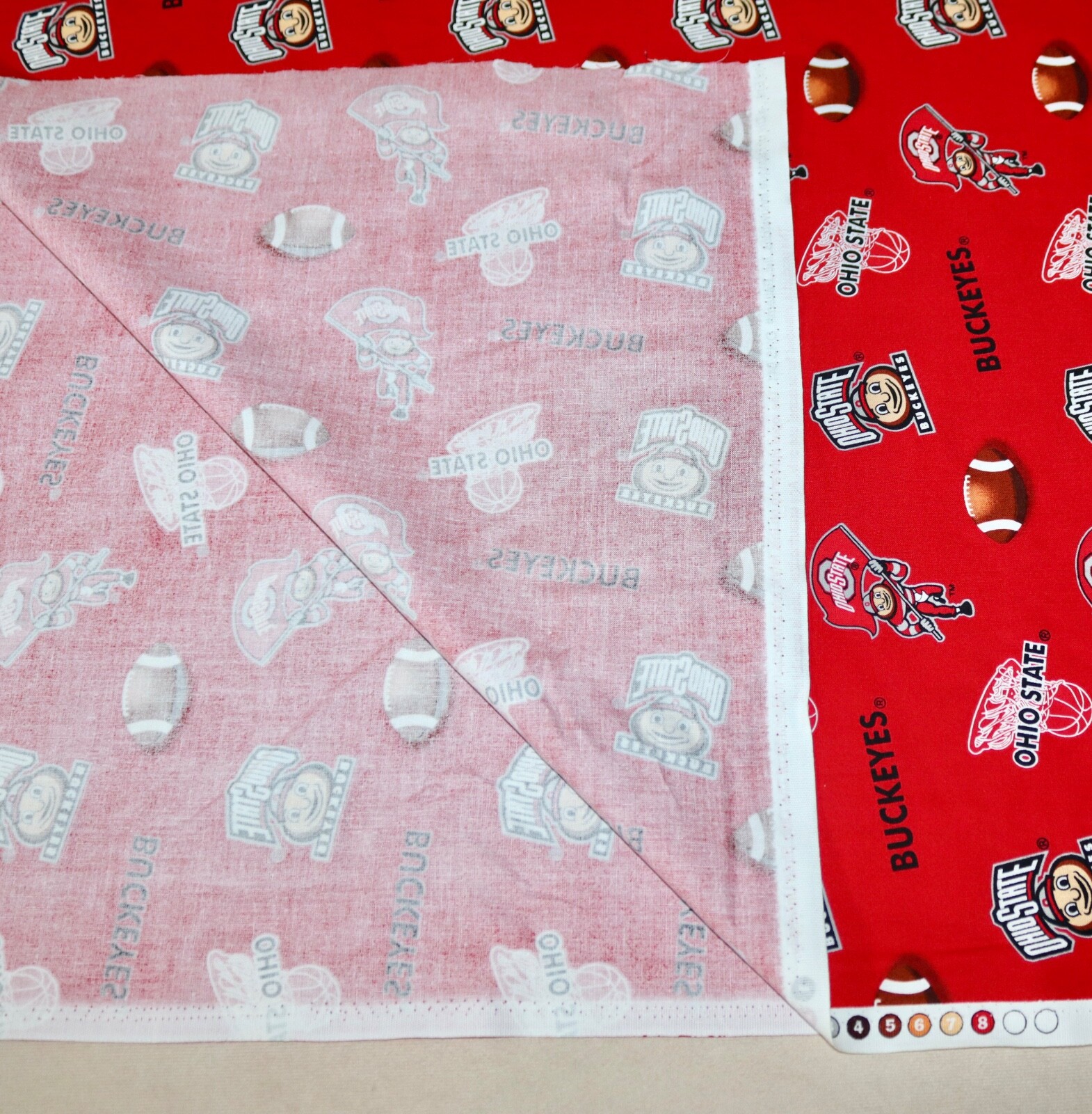 Ohio State Buckeyes ~ Logo Pattern College Cotton Fabric 1/4 Yard 9” X 44”