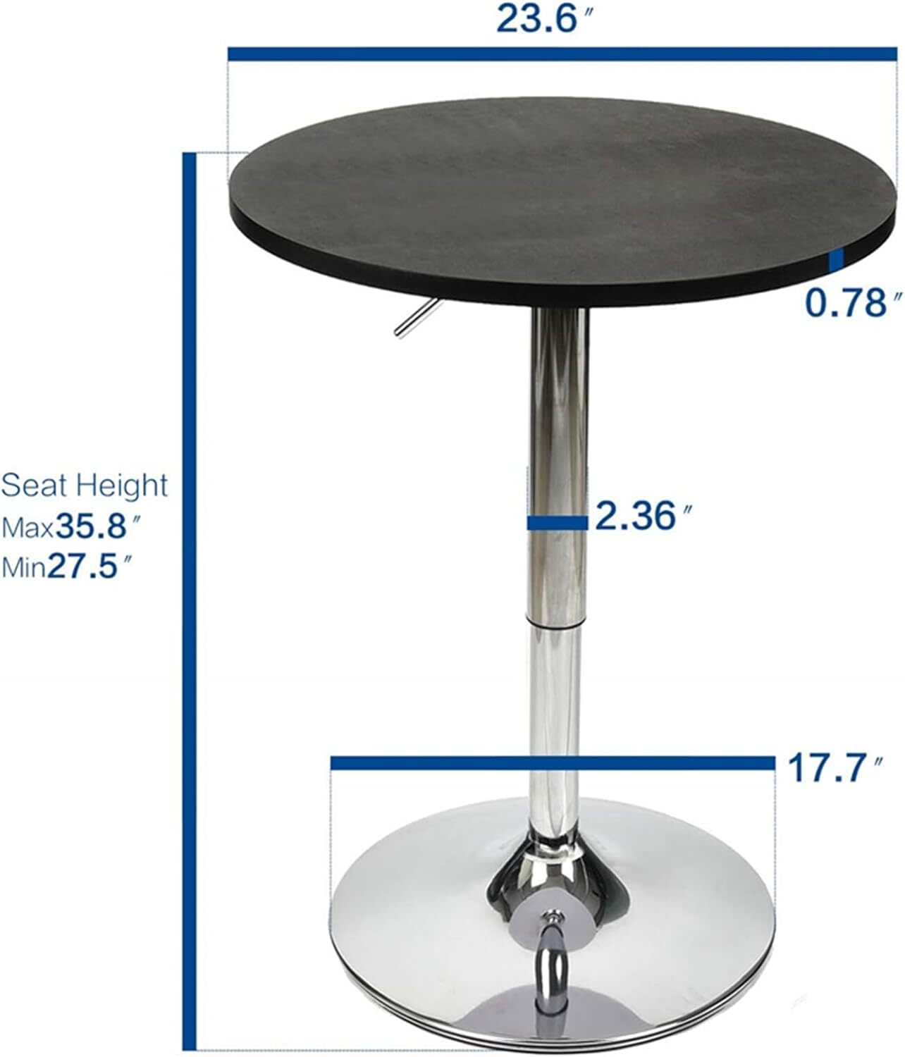 Bar Table Set 3 Pcs Adjustable Counter Height Bar Stools 360°Swivel Pub Kitchen