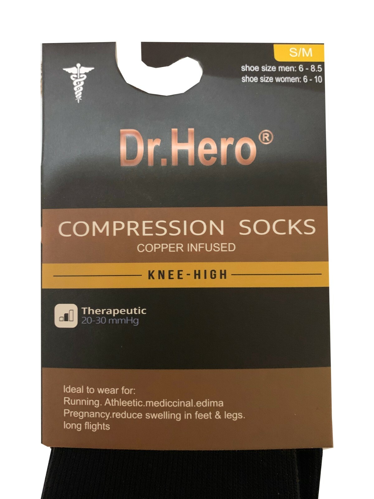 Dr.Hero® 3-Pairs COMPRESSION SOCKS " Knee High&Unisex & 20-30 mmHg & Cooper "