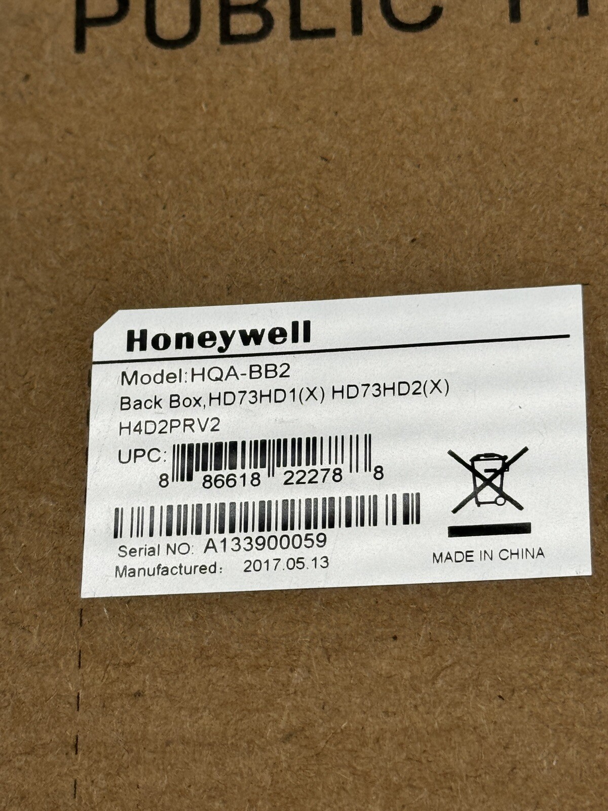 Honeywell Junction Box HQA-BB2 New Open Box Electrical White