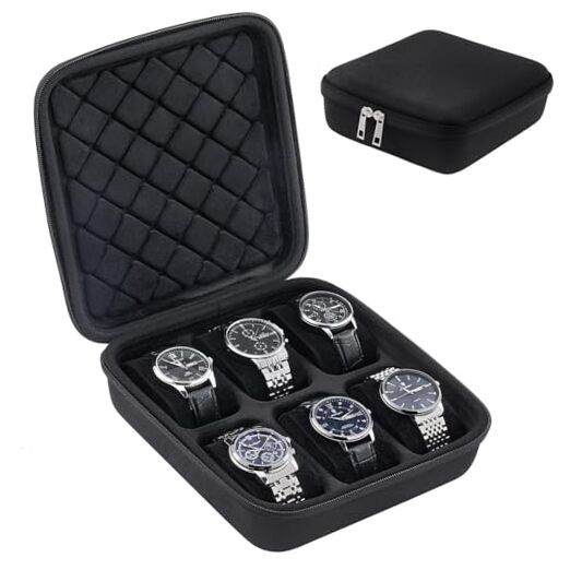 Travel Watch Case Hard Shell Storage Box for Watch Bracelet 6 Slots