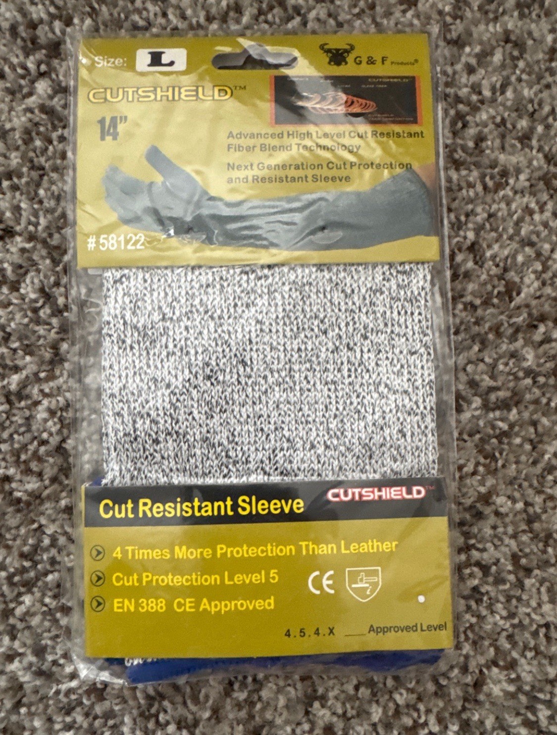 CUTShield 14-Inch Long Cut Resistant Sleeve (#58122), Level 5 Protection, Size L