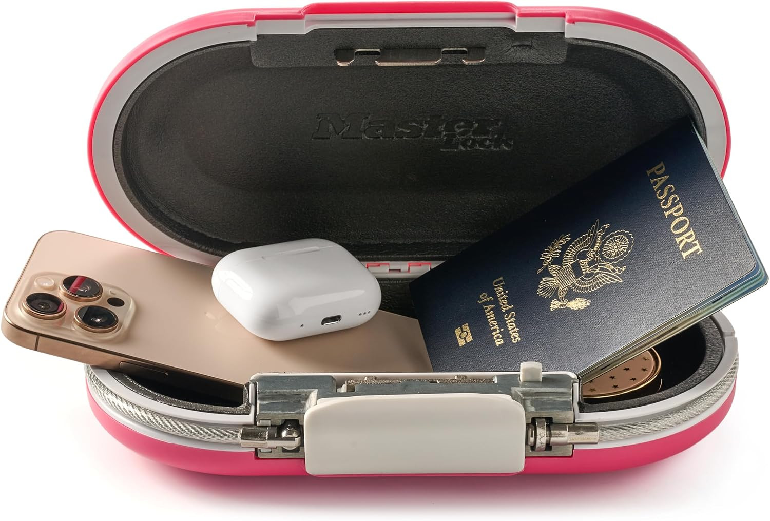 Master Lock Pink Portable Small Lock Box, Set Your Own Lock Combination Portable