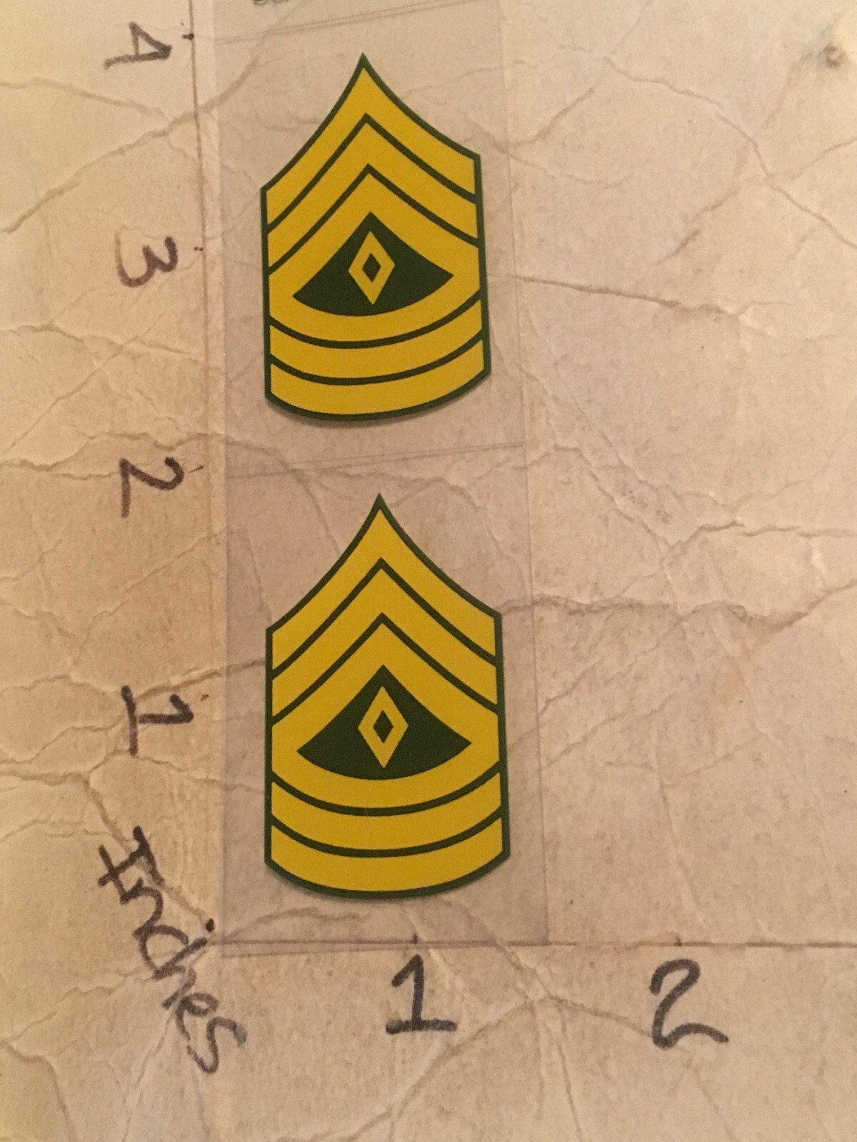 US Army 2 small First Sergeant Insignia Window Decal (Applied outside)